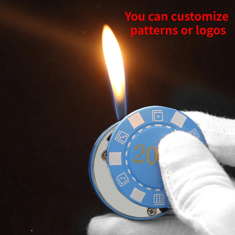 Creative and Innovative Casino Chips Gas Lighters Portable Metal Personality Butane Ignition Engine Oil Mini and Fun Gadgets